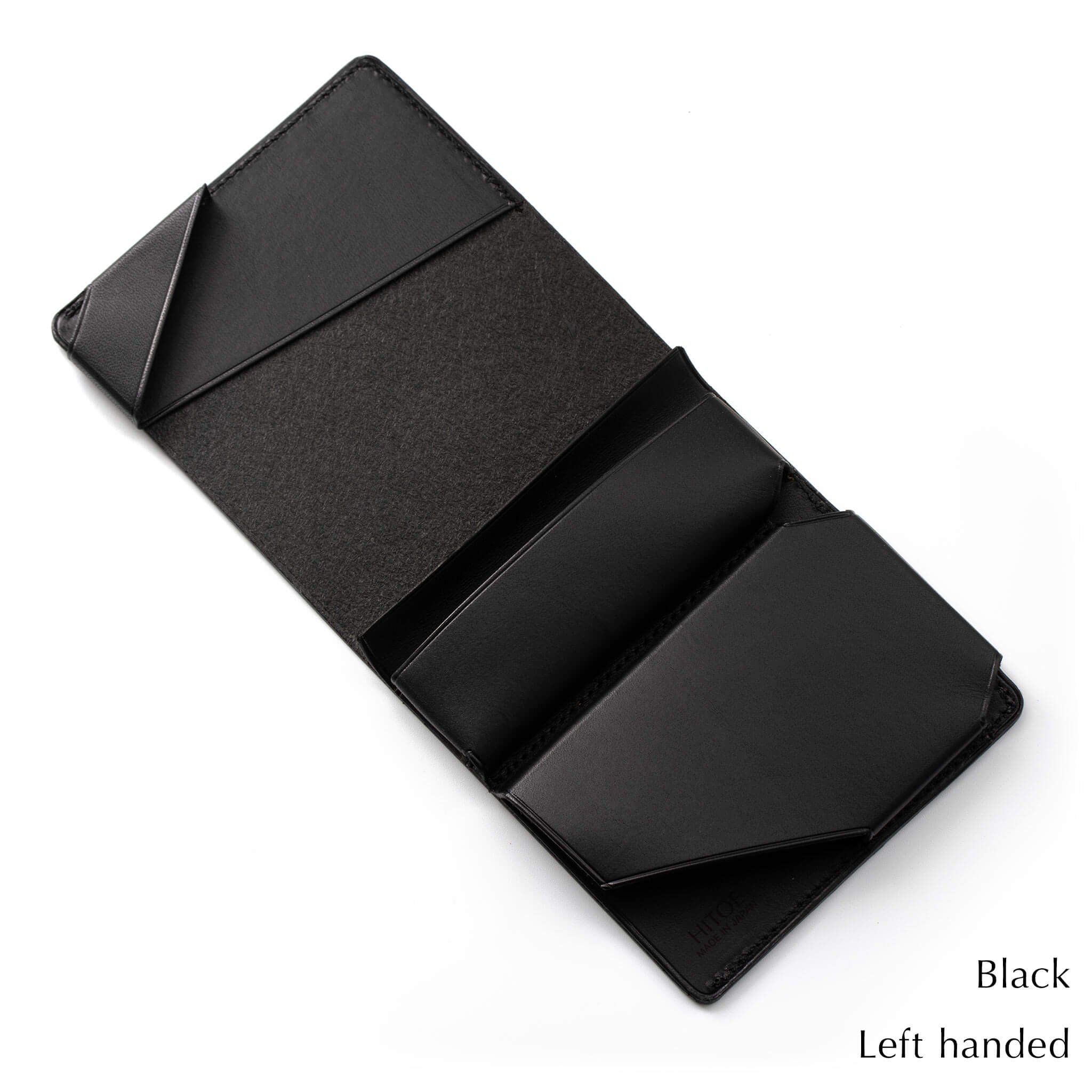 Black　左利き　内部：小さな薄い財布Hitoe Fold -Liscio- 