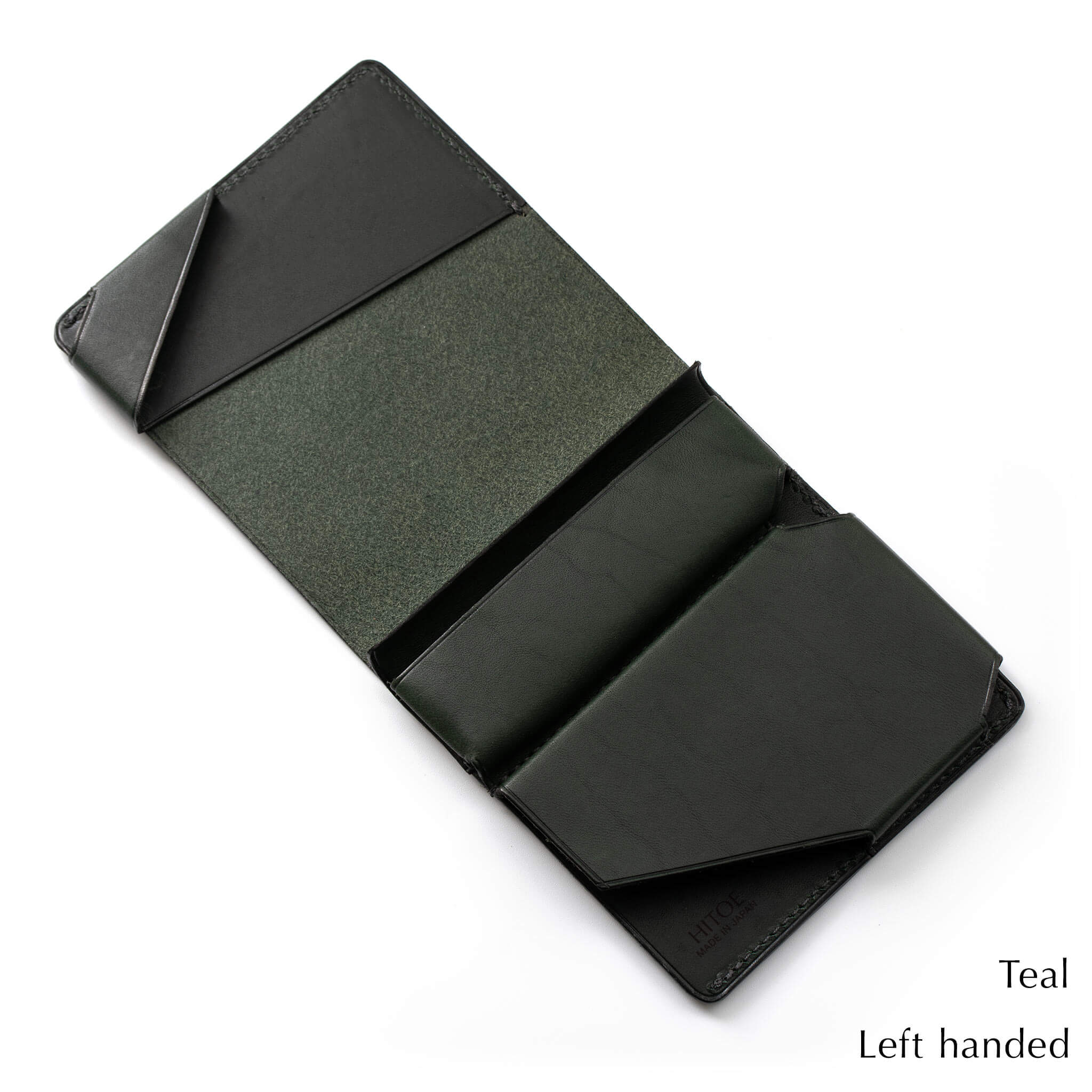 Teal　左利き　内部：小さな薄い財布Hitoe Fold -Liscio- 